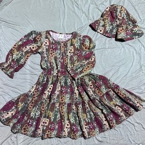 Hollyhock Kate Quinn 4t prairie dress, extra large sun hat